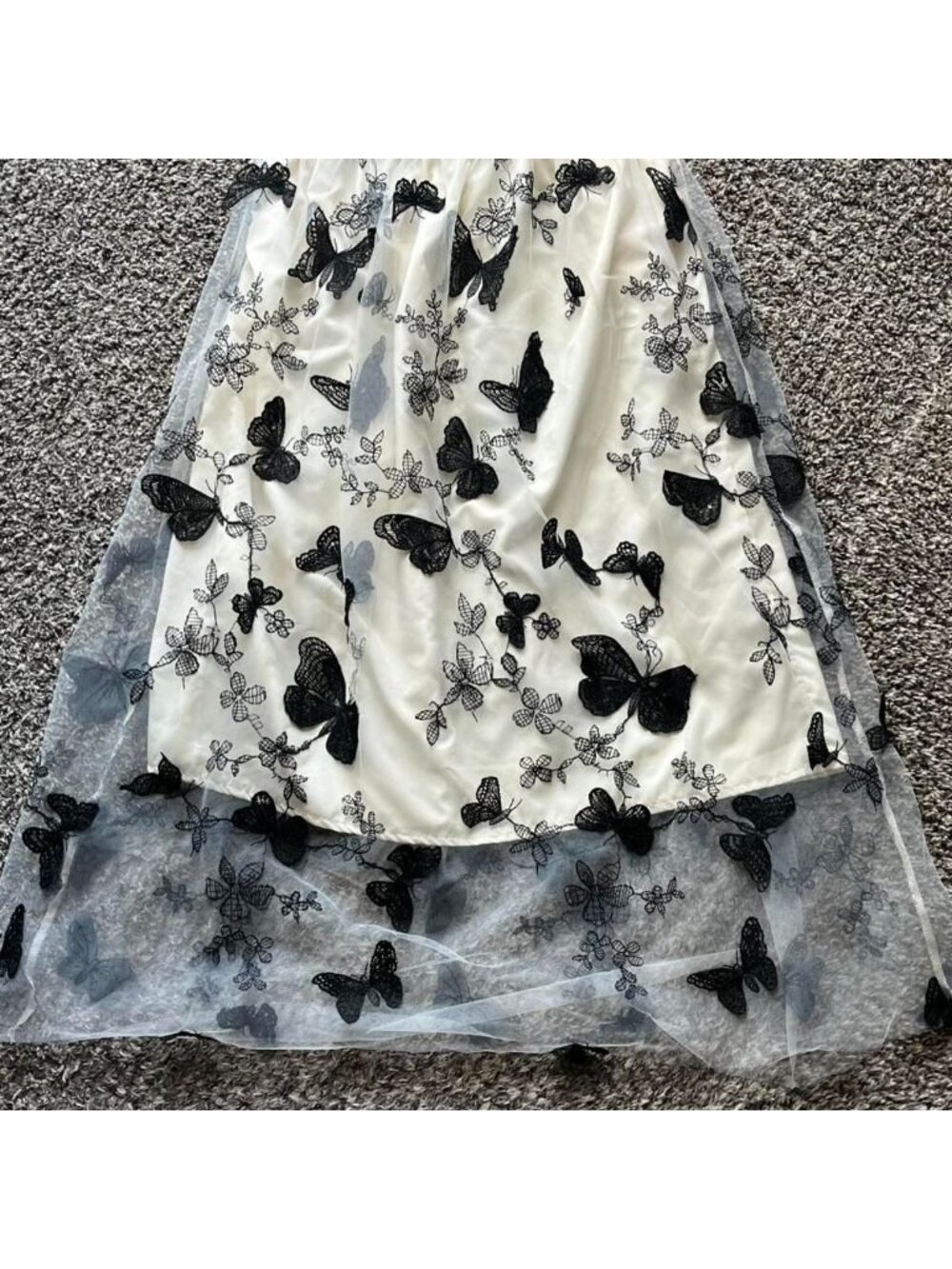 Black and White Butterfly Skirt & Overlay Size Large Fairycore Whimsical Cottage - Picture 6 of 6